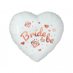 Balon folie model inimioara cu inscriptie Bride to be alb 46 cm