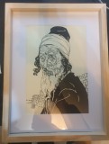 Tablou - Portret de evreu - Tus - Portret de rabin - Cadou ideal, Natura, Ulei, Altul