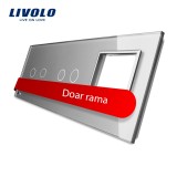 Cumpara ieftin Panou Livolo din sticla gri pentru &icirc;ntrerupator dublu+dublu si priza