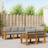 vidaXL Set de canapele de exterior 8 pcs Gri natural și deschis 3366564