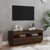 Comodă TV cu lumini LED, stejar maro, 100x35x40 cm