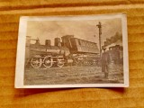 H420-I-Foto Locomotiva veche FINSTERMUNZ cu mecanicd anii 1900 document de epoca 9/6 cm, stare buna.