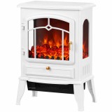 HOMCOM Șemineu electric independent cu panoramă pe 3 părți, șemineu electric, 39x24x57 cm Alb | Aosom Romania