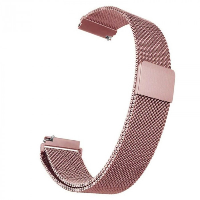 Curea tip Milanese Loop, compatibila Samsung Galaxy Watch3 40mm, telescoape Quick Release, Pink Rose, Size S