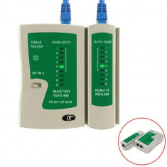 Tester pentru cabluri UTP/FTP/STP/RJ45/RJ11, scanare automata, LED, 4 tipuri de teste foto