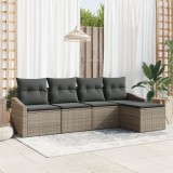 Set Canapea Gradina Gossi, Poli Ratan Gri, 5 Piese, Perne Incluse, 4 Locuri, Interior/Exterior