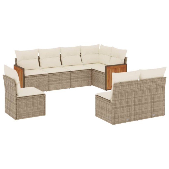 Set canapele de gradina, 8 piese, cu perne, bej, poliratan