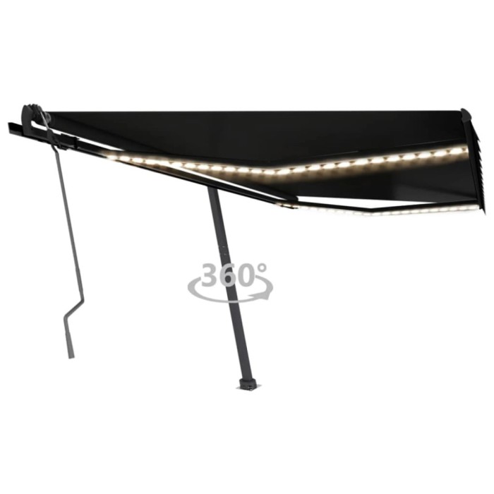 vidaXL Copertină retractabilă manual cu LED, antracit, 400x350 cm 3069824