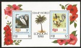FIJI 1990 FAUNA PASARI STAMP WORLD LONDON, Nestampilat