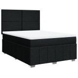 Cumpara ieftin Pat box spring cu saltea, negru, 140x200 cm, textil