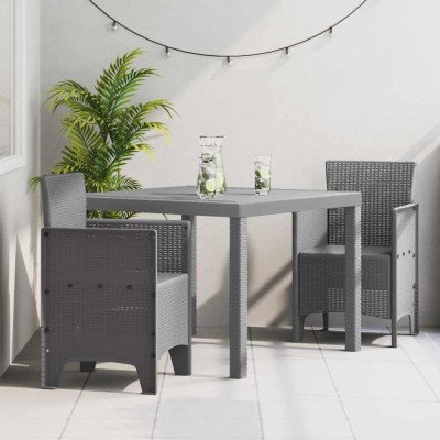 vidaXL Set de masă pentru grădină 3 pcs Gri deschis Ratan Polt 3378687 foto