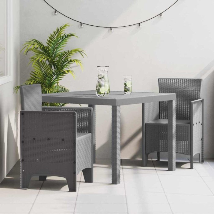 vidaXL Set de masă pentru grădină 3 pcs Gri deschis Ratan Polt 3378687