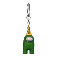Figurina breloc 3D, Among Us, Seria 2, Verde si Caciula Galbena