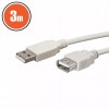 Cablu Prelungitor USB 2.0 A Tata - A Mama, 3m, Alb