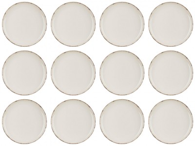 Set farfurii 12 piese, ceramice pentru fructe, Bej Nordic Style, diametru 19 cm foto