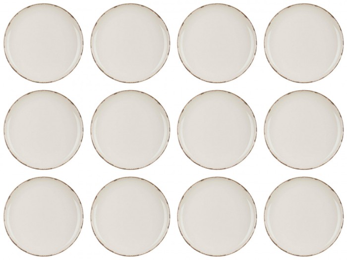 Set farfurii 12 piese, ceramice pentru fructe, Bej Nordic Style, diametru 19 cm