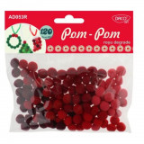 Cumpara ieftin Pom Pom DACO, 120 Buc/Set, 10 mm, Rosu, Material Textil, Bilute Plusate Colorate, Bilute Pom Pom, Accesorii Craft, Accesorii Creatie, Pom-Pom Textil,