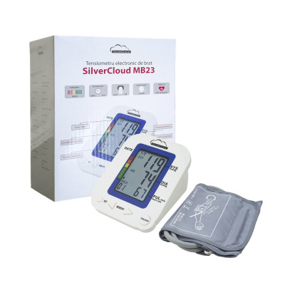 Tensiometru electronic de brat SilverCloud MB23 cu ecran LCD, atentionare vocala, afisare ritm cardiac, manson 22-36cm SC-MB23 foto
