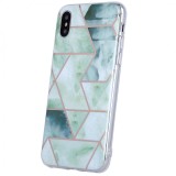 Husa TPU OEM Geometric Marmur pentru Samsung Galaxy A12 A125 / Samsung Galaxy M12, Verde