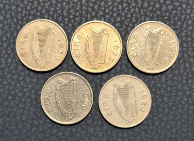 Irlanda 5 pence 1970 1975 1976 1980 1982 foto