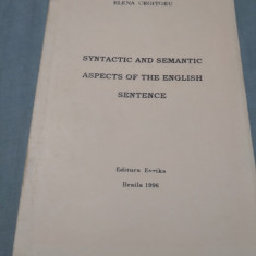 SYNTACTIC AND SEMANTIC ASPECTS OF THE ENGLISH SENTENCE EVRIKA 1996