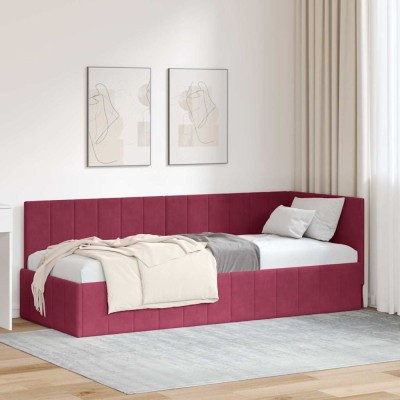 vidaXL Cadru de pat colțar cu headboard bordo 80 x 200 cm Catifea 42016291 foto
