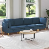 vidaXL Set de mobilier pentru living cu pernă 4 pcs albastru Țesătură 3413714