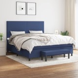 VidaXL Pat continental cu saltea, albastru, 160x200cm, material textil 3136451
