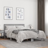 VidaXL Cadru de pat, gri sonoma, 120x200 cm, lemn prelucrat și metal 3280110