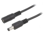 Cablu Negru 2x0,5mm2 DC 5,5/2,5 Mufă și Soclu Drept, Bq Cable