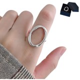 Inel Argint 925, Reglabil, Unisex, Salestore.ro&reg; forma ovala, Design elegant si versatil, Argintiu