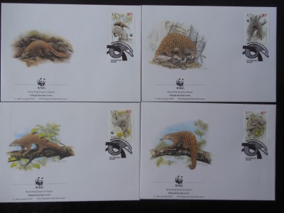 Macao-WWF,FDC pangolini-set complet foto