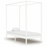 Cadru pat cu baldachin, alb, 90x200 cm, lemn masiv pin GartenMobel Dekor, vidaXL