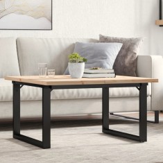 vidaXL Masă de cafea, cadru O, 90x90x45,5 cm, lemn masiv pin și Oţel 3282731