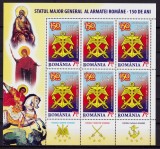Cumpara ieftin ✅RO 2009 ,LP 1849a ,&quot;Statul Major -150 ani &quot; mcoala de 6+3tabs+manseta ,MNH