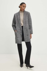 Answear Lab palton femei, culoarea negru, de tranzitie, cu doua randuri de nasturi
