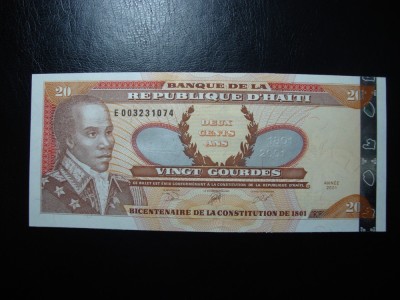 HAITI 20 GOURDES 2001 UNC COMEMORATIVA foto