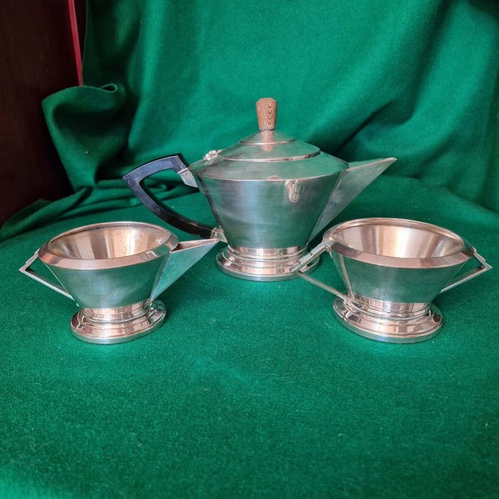 SERVICIU ARGINTAT DE CEAI - ANGLIA anii &#039;30, stil ART DECO