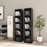 vidaXL Dulap CD/DVD Negru, 2 buc, 21x16x93.5cm, PAL, 80 CD-uri/Dulap, Rafturi Depozitare, Design Modern