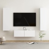 Set dulapuri TV, 3 piese, alb, lemn prelucrat