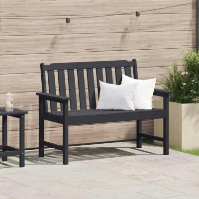 vidaXL Bancă de grădină cu pernă Negru 120 x 59 x 88cm HDPE foto