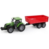 Jucarie Tractor cu remorca, Lumina si sunet, capota interactiva, Verde/Rosu, ATU-087311