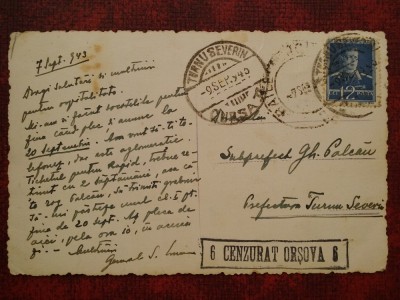 1943-C.P. circ. -CENZURAT ORSOVA 6-St.Tr.Severin-Baile Herculane foto