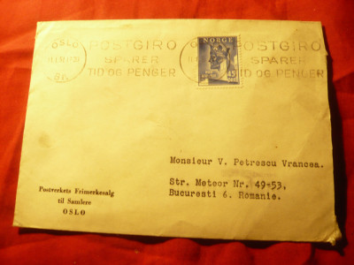 Plic circulat Oslo-Bucuresti 1950 francat cu 45ore -Oslo 900 ani-si reclamaPosta foto