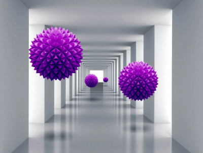 Fototapet de perete autoadeziv si lavabil Tunel cu bile violet, 350 x 200 cm foto