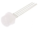 LED RGB 8mm Convex 100&deg; - Temperaturi de Funcționare: -30&deg; la 85&deg;C - Nr. Term: 4, Optosupply