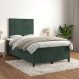 Cumpara ieftin Gossi pat box spring cu saltea, verde inchis, 120x200 cm, catifea