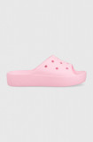 Crocs papuci Classic Platform Slide femei, culoarea roz, cu platforma, 208180 208180.6S0-6S0