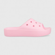 Crocs papuci Classic Platform Slide femei, culoarea roz, cu platforma, 208180 208180.6S0-6S0