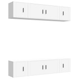 Set dulap TV, 6 piese, alb, lemn prelucrat